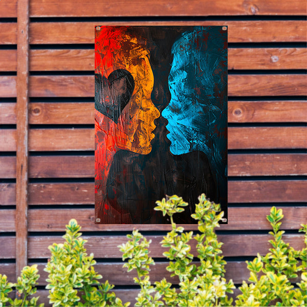 Abstract  van twee gezichten en een hart tuinposter