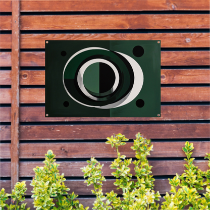 Overlappende Cirkels in Zwart, Wit en Groen tuinposter