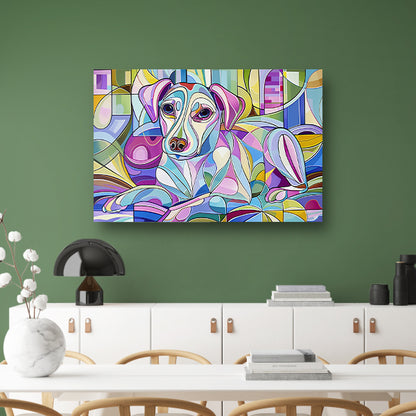 Kleurrijke abstracte illustratie van een hond poster