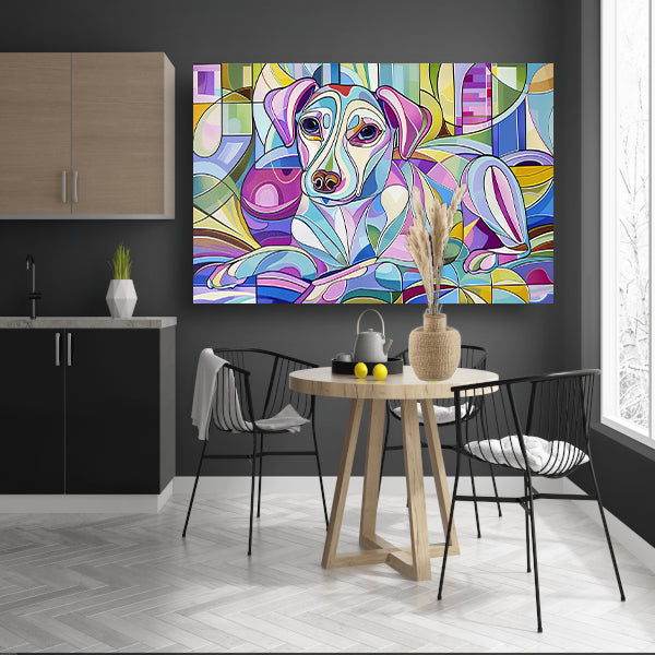 Kleurrijke abstracte illustratie van een hond poster