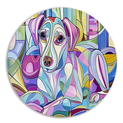 Kleurrijke abstracte illustratie van een hond forex muurcirkel
