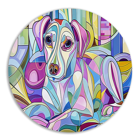 Kleurrijke abstracte illustratie van een hond forex muurcirkel
