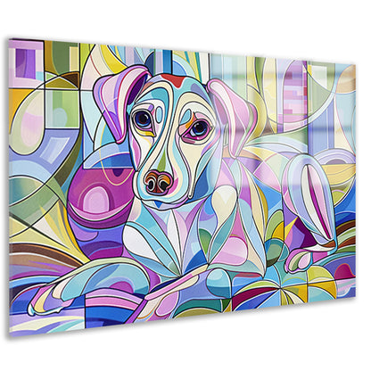 Kleurrijke abstracte illustratie van een hond acrylglas