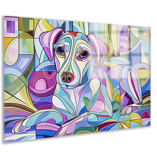Kleurrijke abstracte illustratie van een hond acrylglas