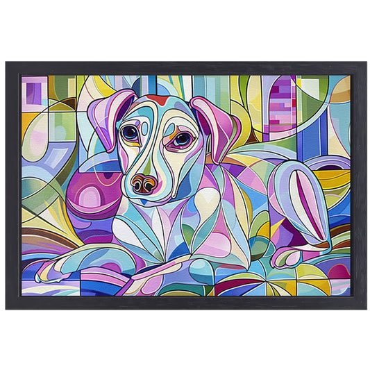 Kleurrijke abstracte illustratie van een hond canvas met baklijst