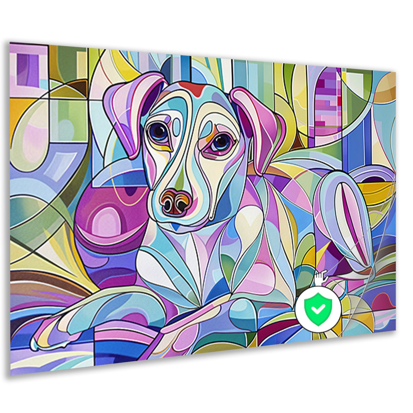 Kleurrijke abstracte illustratie van een hond poster