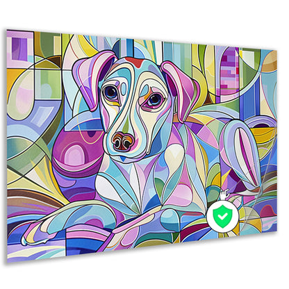 Kleurrijke abstracte illustratie van een hond poster