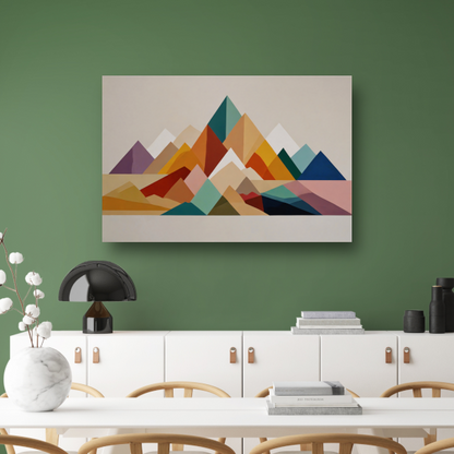 Abstract Geometrisch Kleurenspectrum Bergsilhouetten poster