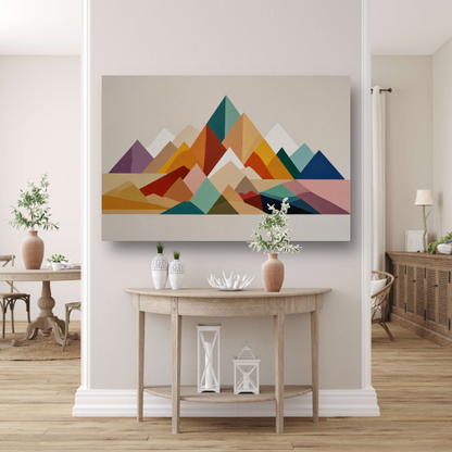 Abstract Geometrisch Kleurenspectrum Bergsilhouetten poster