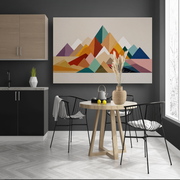 Abstract Geometrisch Kleurenspectrum Bergsilhouetten poster