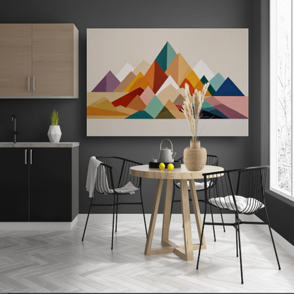 Abstract Geometrisch Kleurenspectrum Bergsilhouetten poster