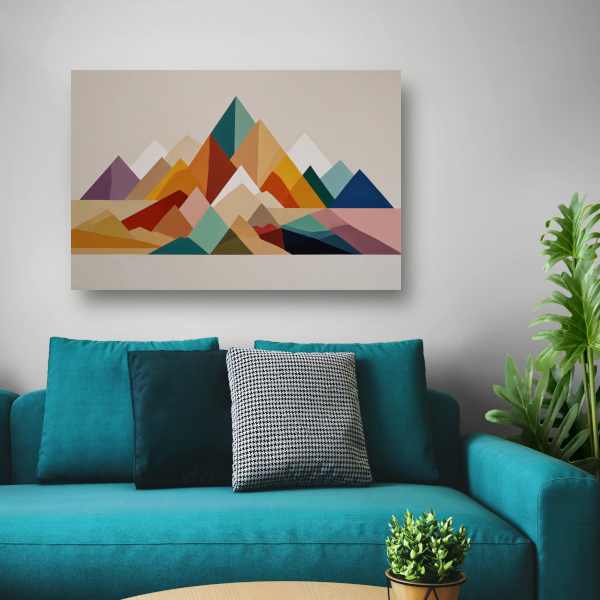 Abstract Geometrisch Kleurenspectrum Bergsilhouetten poster