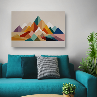 Abstract Geometrisch Kleurenspectrum Bergsilhouetten poster