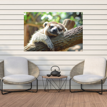 Vreedzame luiaard slapend in het zonlicht tuinposter