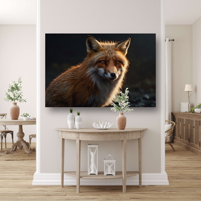 Een vos bij avondlicht in close-up canvas met baklijst