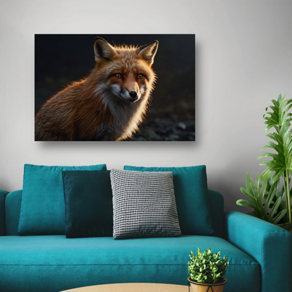 Een vos bij avondlicht in close-up canvas met baklijst