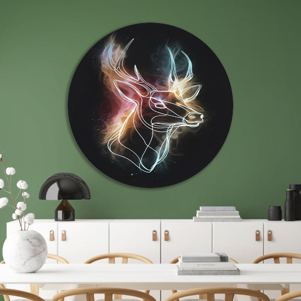 Abstract Neon Hert in Kosmisch Universum aluminium muurcirkel