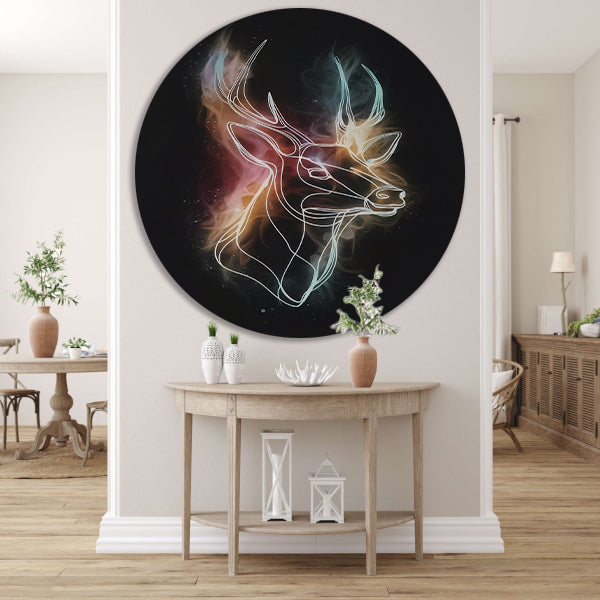 Abstract Neon Hert in Kosmisch Universum aluminium muurcirkel