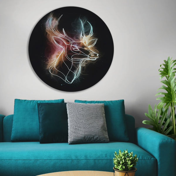 Abstract Neon Hert in Kosmisch Universum aluminium muurcirkel