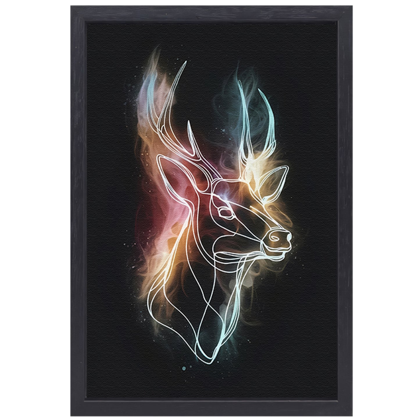 Abstract Neon Hert in Kosmisch Universum canvas met baklijst