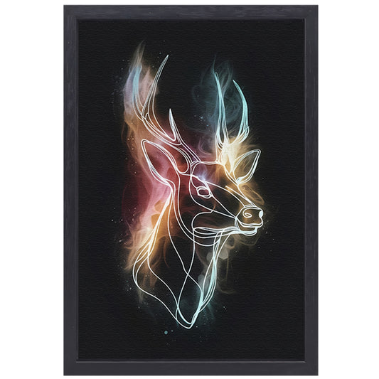 Abstract Neon Hert in Kosmisch Universum canvas met baklijst