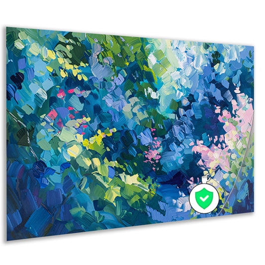 Abstracte kleurrijke bloemenveld schilderij in olie poster