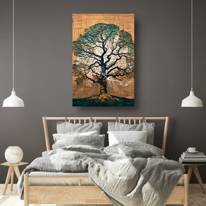 Abstracte boom met kleurrijke achtergrond canvas