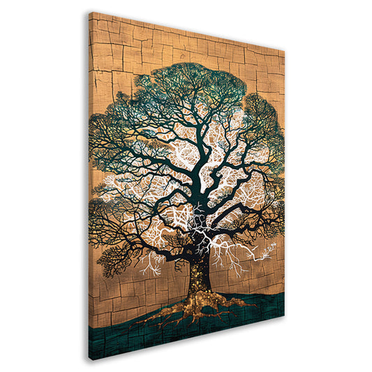 Abstracte boom met kleurrijke achtergrond canvas