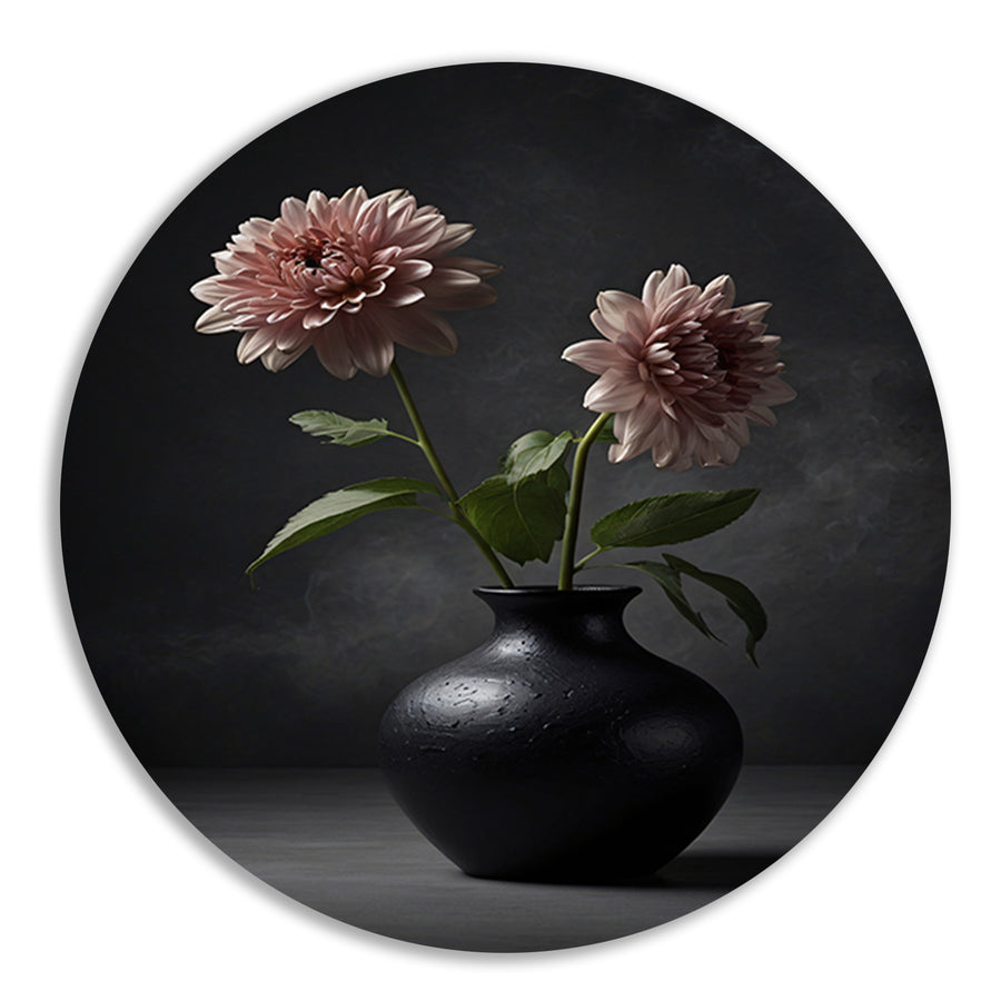 Elegante zwarte vaas met beige bloem forex muurcirkel