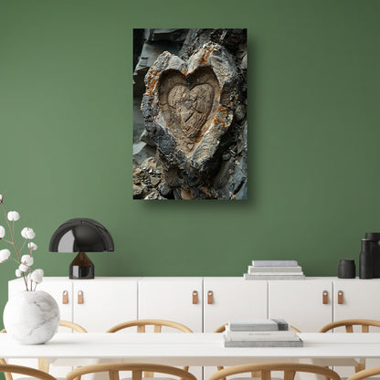 Hartvormige Steen met Natuurlijke Tinten canvas met baklijst