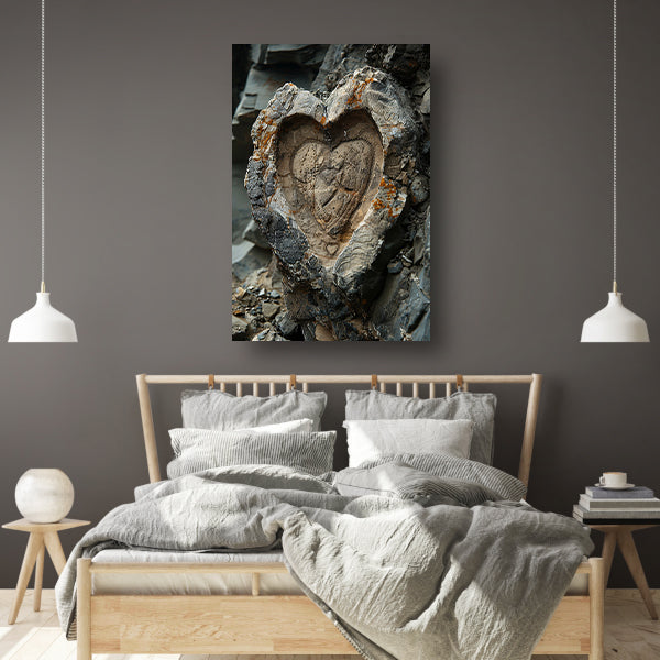 Hartvormige Steen met Natuurlijke Tinten canvas met baklijst