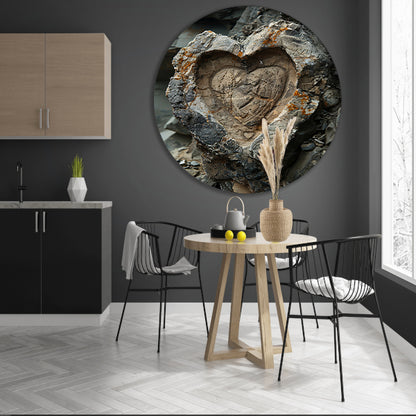 Hartvormige Steen met Natuurlijke Tinten aluminium muurcirkel