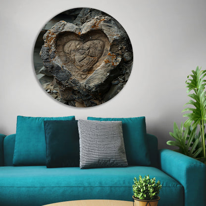 Hartvormige Steen met Natuurlijke Tinten aluminium muurcirkel