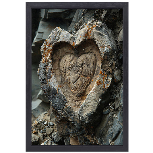 Hartvormige Steen met Natuurlijke Tinten canvas met baklijst