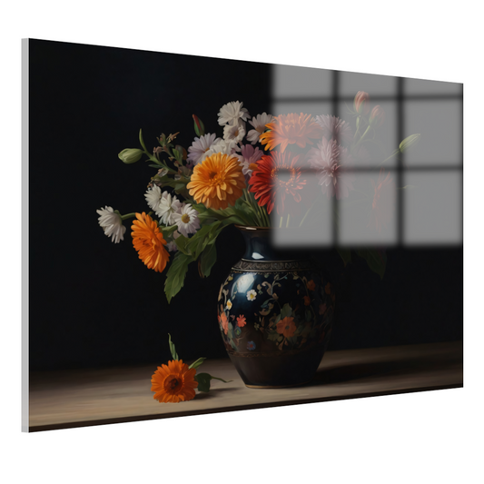 Elegante Bloemenpracht in Versierde Vaas acrylglas