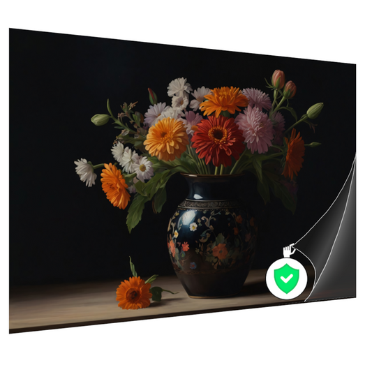 Elegante Bloemenpracht in Versierde Vaas poster