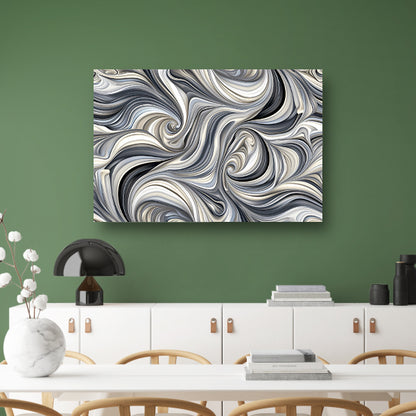 Moderne abstracte kunstprint in zwart en wit canvas met baklijst