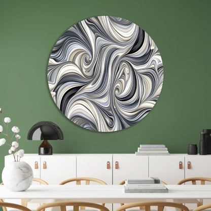 Moderne abstracte kunstprint in zwart en wit forex muurcirkel