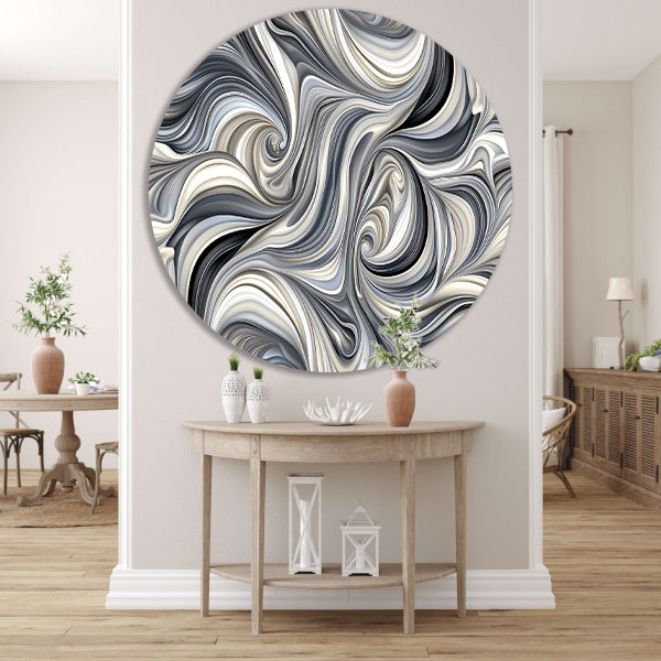 Moderne abstracte kunstprint in zwart en wit forex muurcirkel