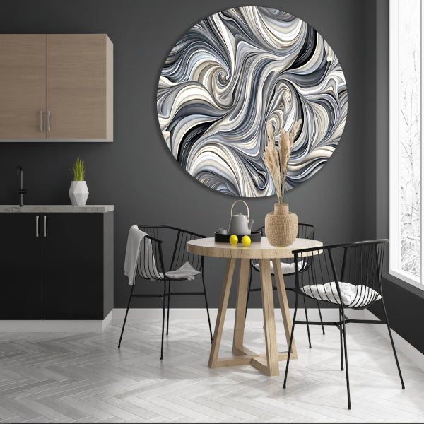 Moderne abstracte kunstprint in zwart en wit forex muurcirkel