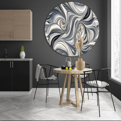 Moderne abstracte kunstprint in zwart en wit forex muurcirkel