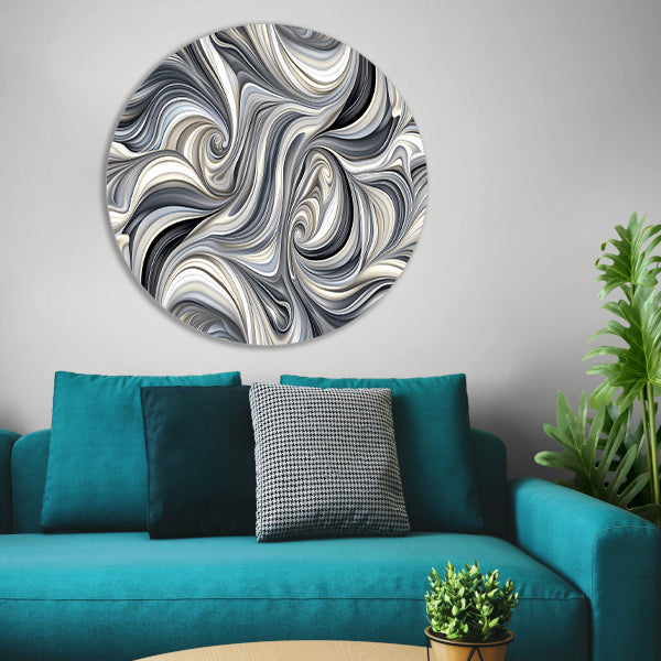 Moderne abstracte kunstprint in zwart en wit forex muurcirkel