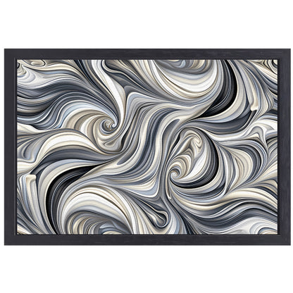 Moderne abstracte kunstprint in zwart en wit canvas met baklijst