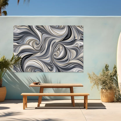 Moderne abstracte kunstprint in zwart en wit tuinposter