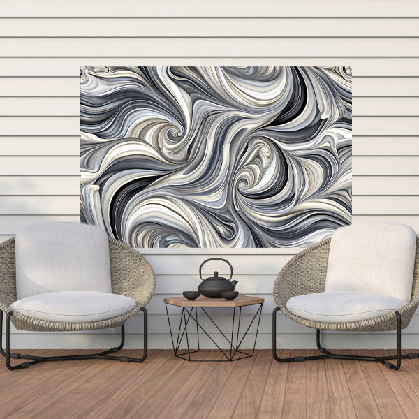 Moderne abstracte kunstprint in zwart en wit tuinposter