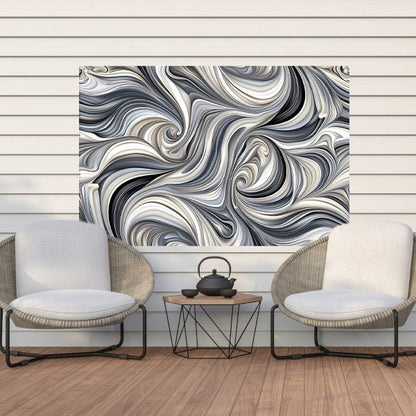 Moderne abstracte kunstprint in zwart en wit tuinposter
