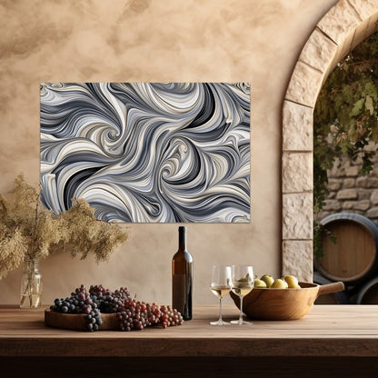 Moderne abstracte kunstprint in zwart en wit tuinposter