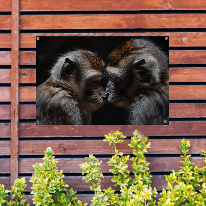 Twee apen in intense confrontatie tuinposter