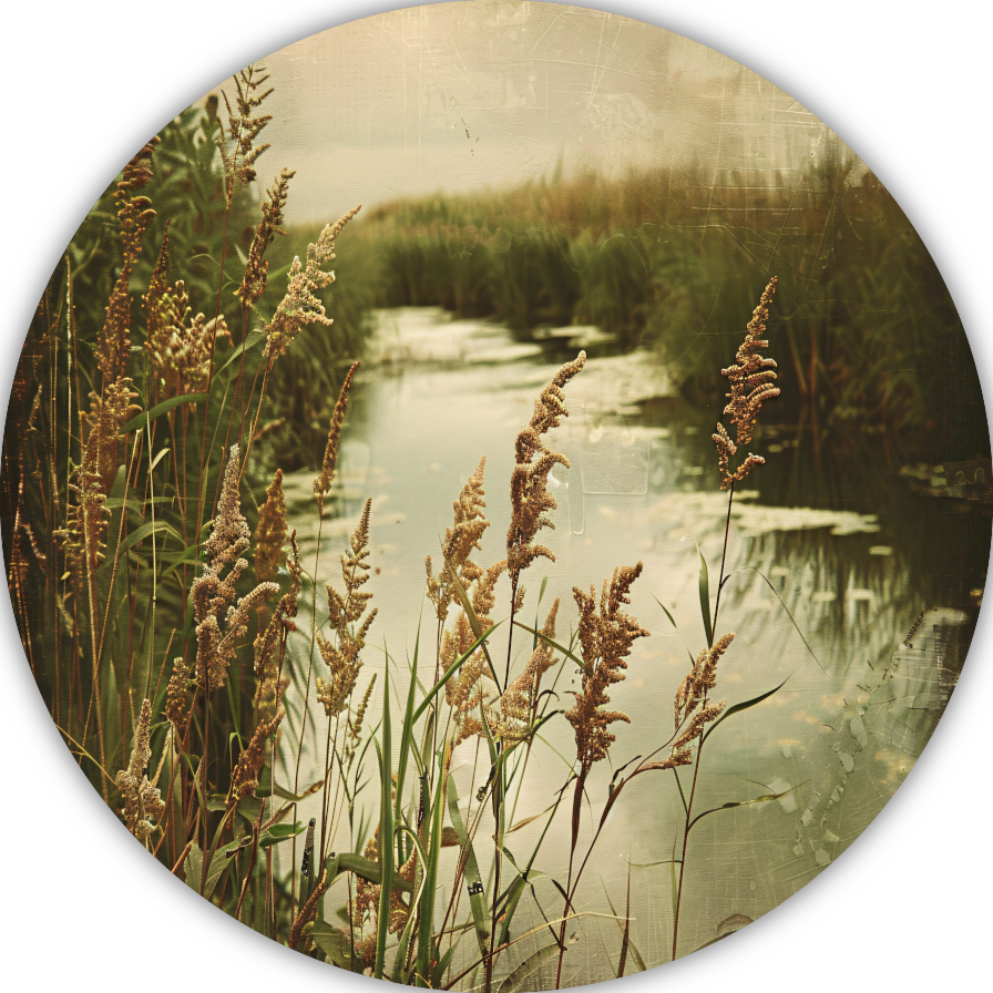 Impressionistische rivier met bomen forex muurcirkel