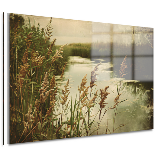 Impressionistische rivier met bomen acrylglas